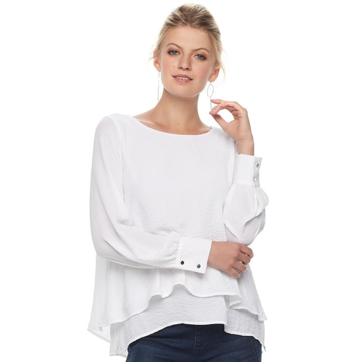Women's Apt. 9&reg; Tiered Top, Size: Medium, White