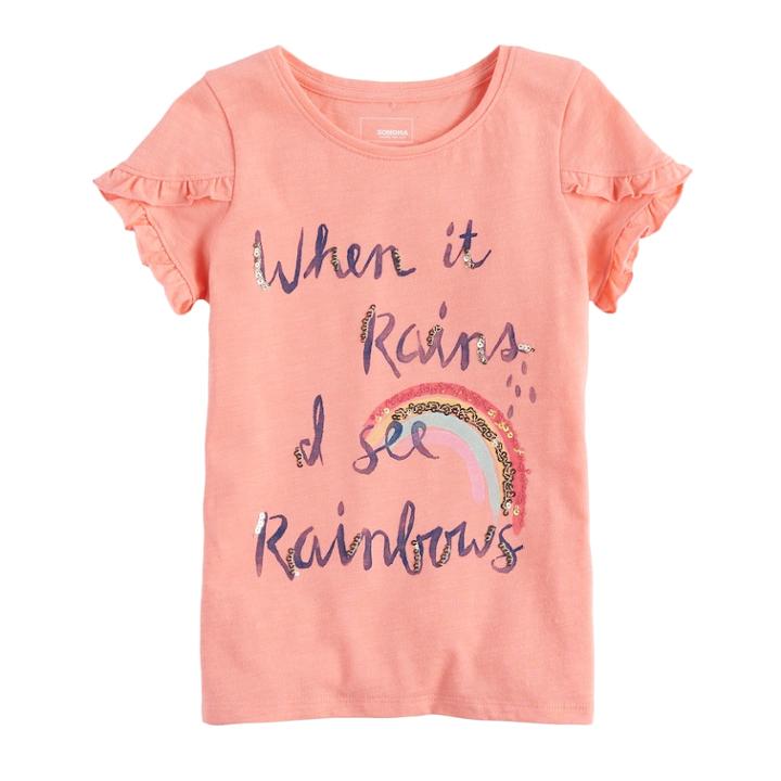 Girls 4-12 Sonoma Goods For Life&trade; Overlapping Ruffle Tee, Size: 8, Light Pink