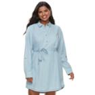Juniors' Plus Size So&reg; Chambray Shirt Dress, Teens, Size: 2xl, Med Blue