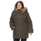 Plus Size Apt. 9&reg; Hooded Faux-fur Trim Cotton Parka, Women's, Size: 3xl, Green Oth