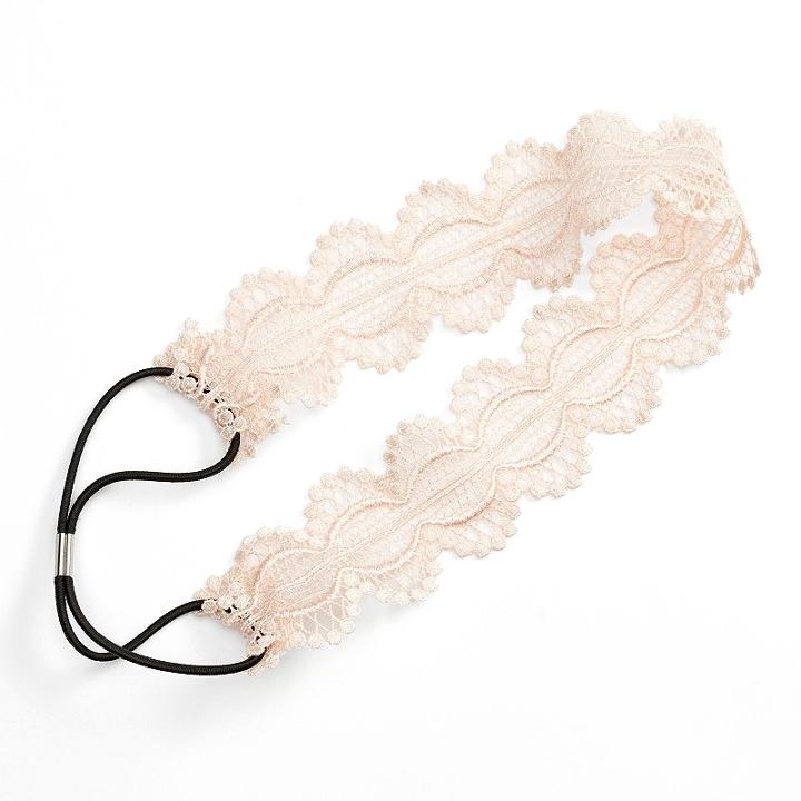 Lc Lauren Conrad Pink Scalloped Lace Headband, Women's, White Oth
