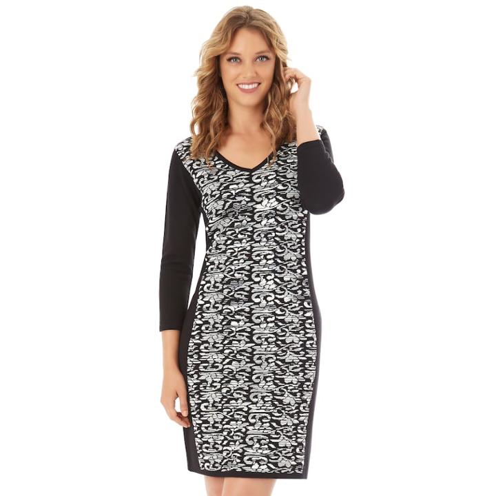 Women's Apt. 9&reg; Panel Sweater Dress, Size: Xl, Black Ivory Scroll