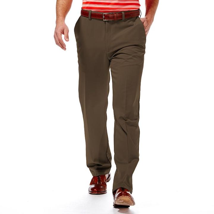 Men's Haggar&reg; Cool 18&reg; Classic-fit Flat-front No-iron Expandable Waist Pants, Size: 31x30, Med Yellow