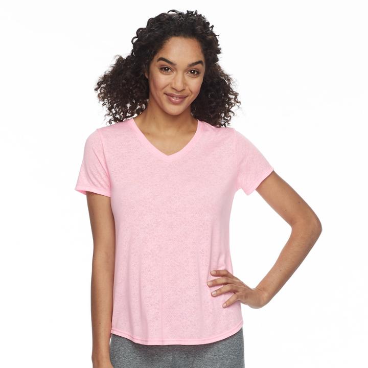 Women's Petite Tek Gear&reg; Core Short Sleeve Tee, Size: M Petite, Brt Pink