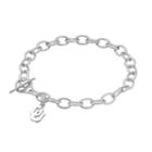 Dayna U Sterling Silver Oklahoma Sooners Charm Toggle Bracelet, Women's, Size: 7.5, Grey