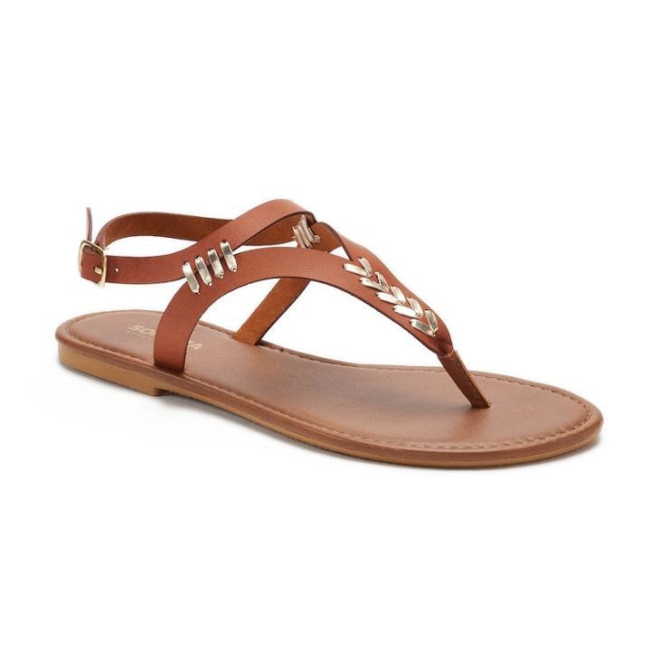 Women's Sonoma Goods For Life&trade; Metallic Whipstitch Sandals, Size: Medium, Med Brown
