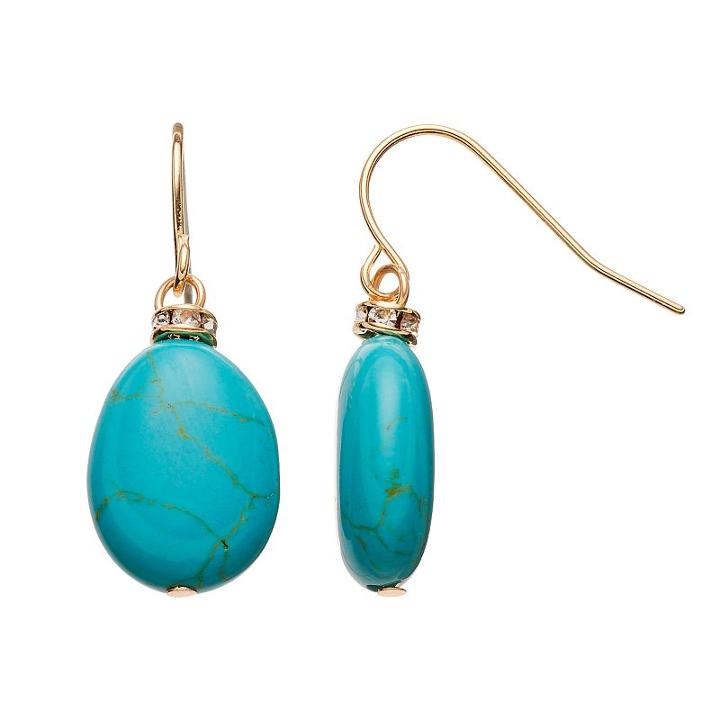 Chaps Stone Nickel Free Drop Earrings, Women's, Turq/aqua