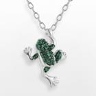 Silver Plated Green Diamond Accent Frog Pendant, Women's, Size: 18