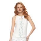 Women's Apt. 9&reg; Embroidered Keyhole Tank, Size: Xl, White