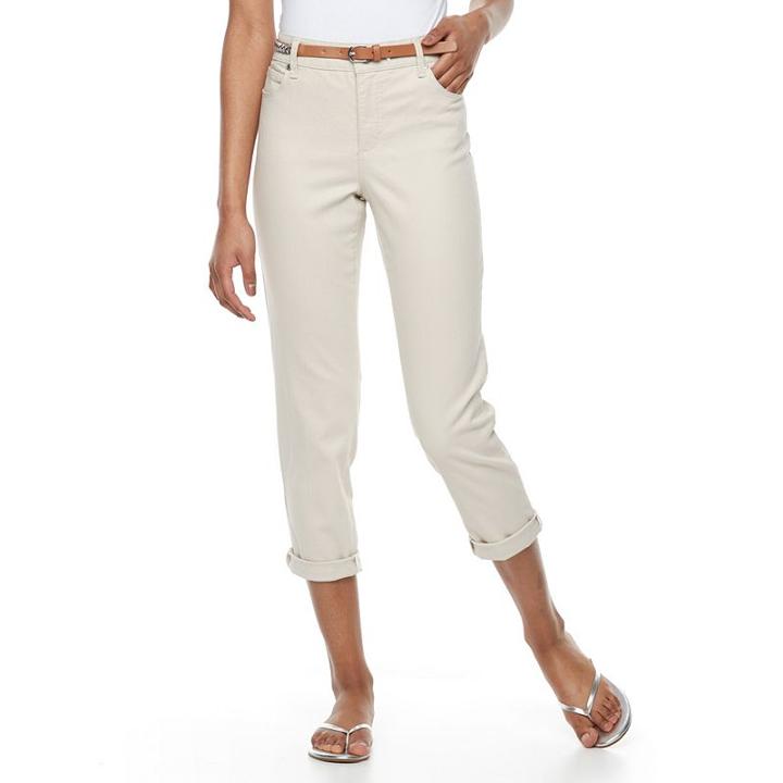 Petite Gloria Vanderbilt Stefania Slim Fit Ankle Jeans, Women's, Size: 8 Petite, Lt Beige