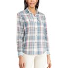 Women's Chaps Plaid Twill Button-down Shirt, Size: Xxl, White