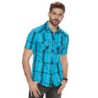 Men's Rock & Republic Plaid Button-down Shirt, Size: Large, Turquoise/blue (turq/aqua)