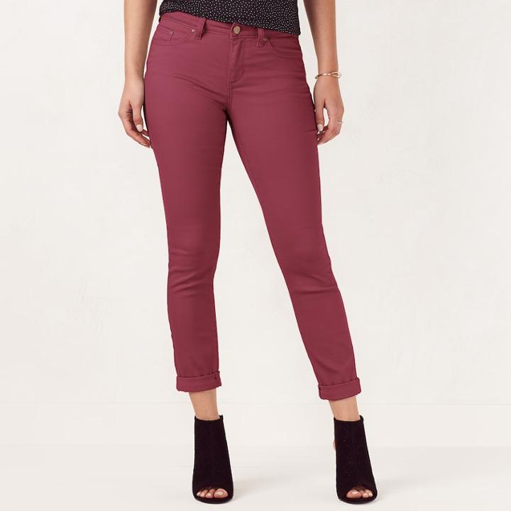 Women's Lc Lauren Conrad Cuffed Ankle Skinny Jeans, Size: 12, Pink