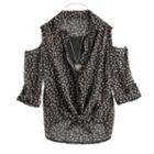 Girls 7-16 Knitworks Cold Shoulder Tie Front Top With Necklace, Size: Medium, Black