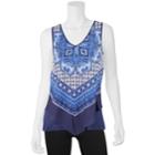 Juniors' Iz Byer Geometric Handkerchief Tank, Teens, Size: Small, Blue (cobalt)