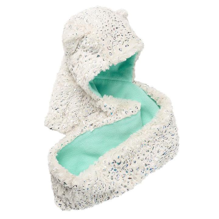 Girls 4-16 So&reg; Faux-fur Sparkle Leopard Fleece-lined Hooded Infinity Scarf, Girl's, White Oth