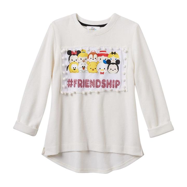 Disney D-signed Girls 7-16 Tsum Tsum Hashtag Friendship Graphic Top, Girl's, Size: Xs, White Oth