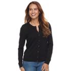 Petite Croft & Barrow&reg; Button-front Cardigan, Women's, Size: L Petite, Black