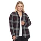 Plus Size Croft & Barrow&reg; Plaid Cardigan, Women's, Size: 1xl, Black