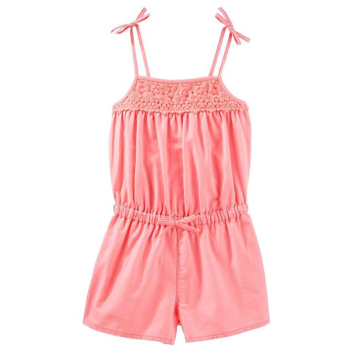 Girls 4-8 Carter's Crochet-yoke Romper, Girl's, Size: 8, Orange