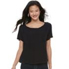 Juniors' So&reg; Solid Raglan Dolman Tee, Teens, Size: Large, Black