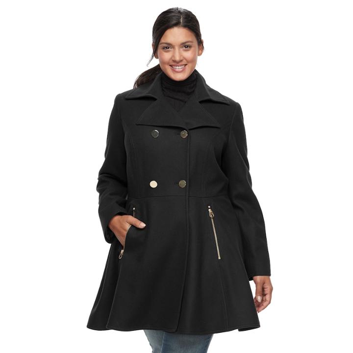 Plus Size Apt. 9&reg; Wool Blend Double-breasted Coat, Women's, Size: 1xl, Black