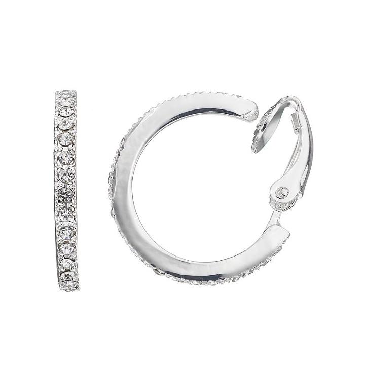 Chaps Pave Hoop Clip On Earrings, Women's, Silver