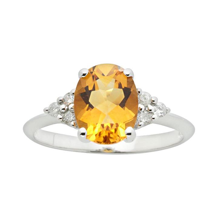 10k White Gold Citrine And Diamond Accent Ring, Women's, Size: 8, Orange