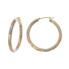 New York Gold Designs 14k Gold Tri-tone Stripe Hoop Earrings, Women's, Yellow