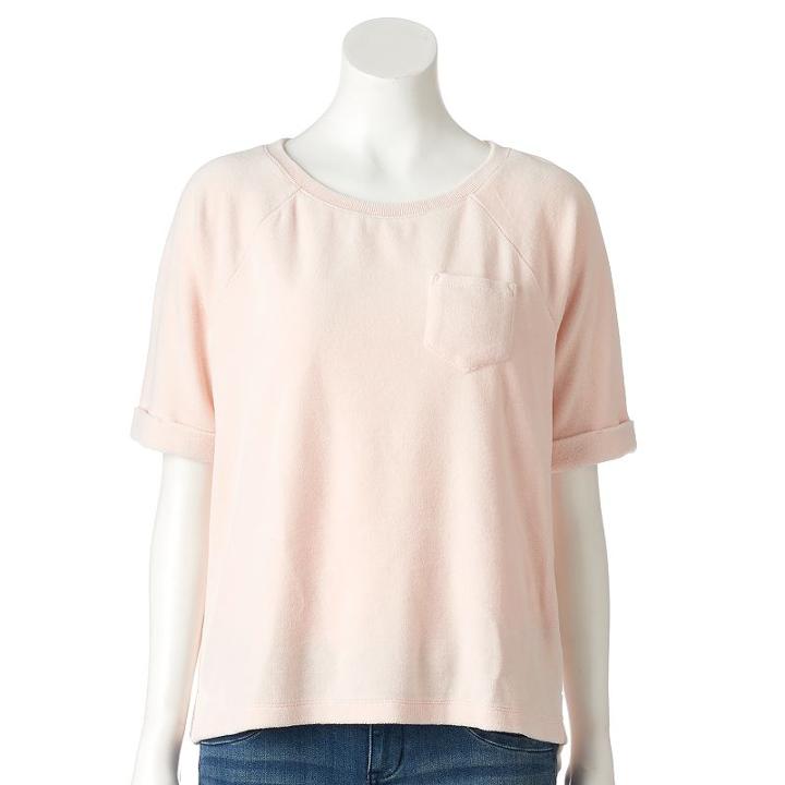 Women's Sonoma Goods For Life&trade; Velour Crewneck Sweatshirt, Size: Small, Med Pink