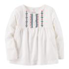 Girls 4-8 Carter's Embroidered Babydoll Top, Size: 6, White