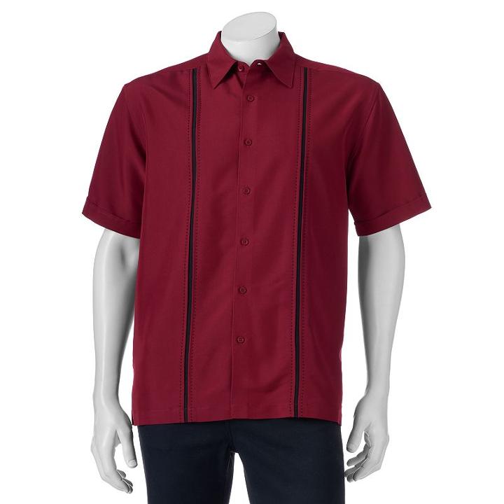 Men's Havanera Classic-fit Button-down Shirt, Size: Large, Dark Red
