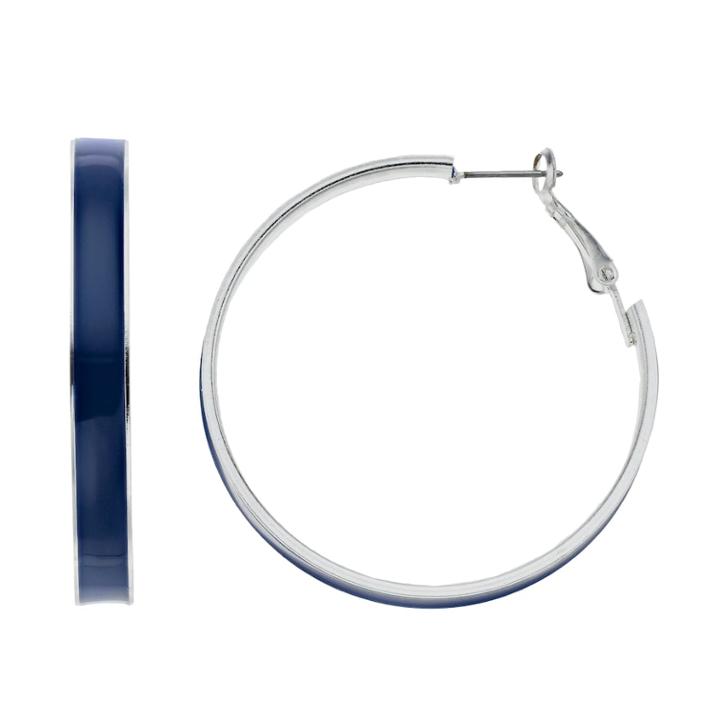 Blue Nickel Free Hoop Earrings, Women's, Navy