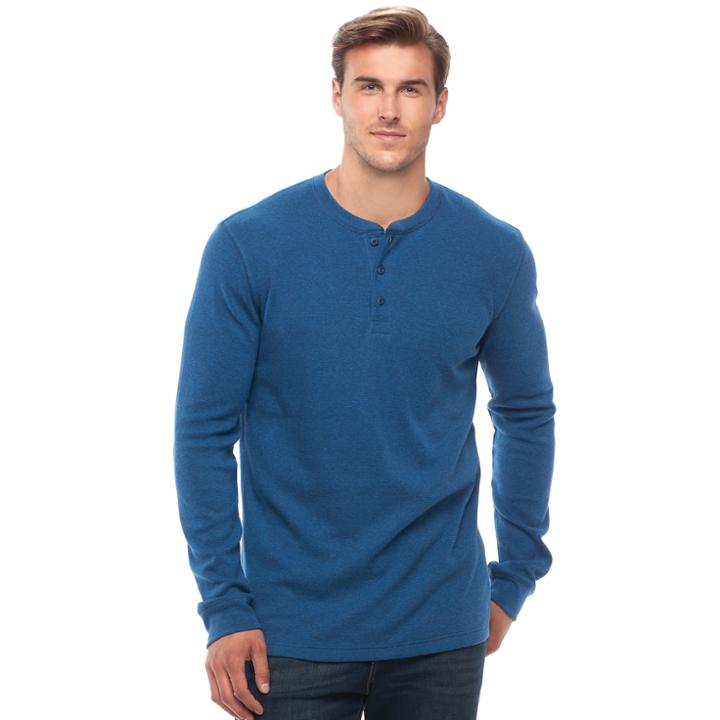 Big & Tall Sonoma Goods For Life&trade; Performance Thermal Henley, Men's, Size: Xxl Tall, Dark Blue