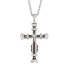 Men's Two Tone Stainless Steel Cubic Zirconia Cross Pendant Necklace, Size: 24, Black