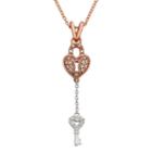 1/8 Carat T.w. Diamond Sterling Silver Two Tone Lock & Key Pendant, Women's, Size: 16, White