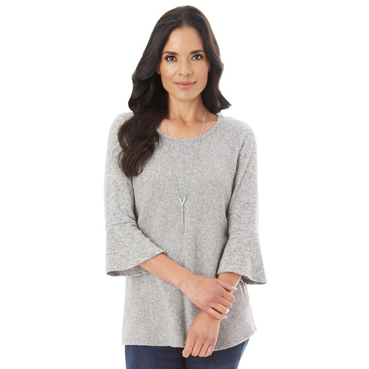 Women's Apt. 9&reg; Mitered Bell Sleeve Top, Size: Xxl, Light Grey