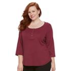 Plus Size Croft & Barrow&reg; Striped Ribbed Top, Women's, Size: 3xl, Dark Red