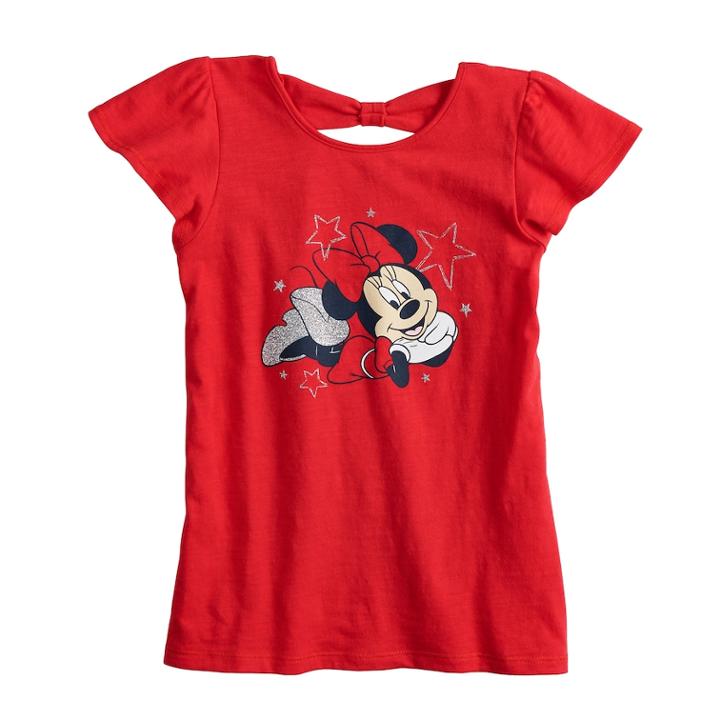 Disney's Minnie Mouse Girls 4-10 Patriotic Glitter Tee By Jumping Beans&reg;, Size: 4, Med Red