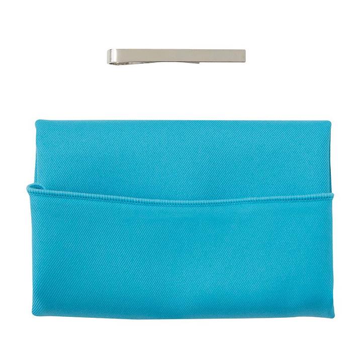 Men's Nick Dunn Pocket Square & Tie Bar Set, Light Blue
