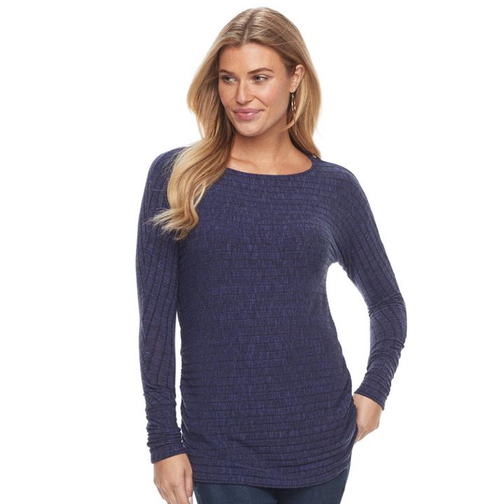 Women's Apt. 9&reg; Ribbed Ruched Tee, Size: Xxl, Drk Purple