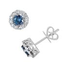 10k White Gold 1-ct. T.w. Blue And White Round-cut Diamond Frame Stud Earrings, Women's