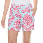 Women's Caribbean Joe Scroll Shorts, Size: 10, Light Blue