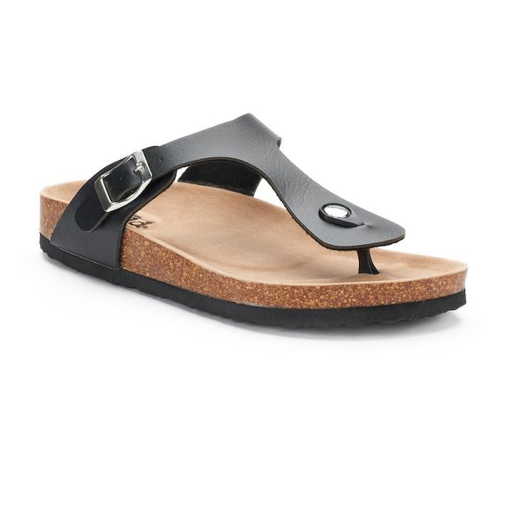 Women's Mudd&reg; Buckle Thong Sandals, Size: Medium, Black
