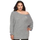 Plus Size Jennifer Lopez Ribbed Dolman Sweater, Women's, Size: 1xl, Grey