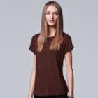 Women's Simply Vera Vera Wang Jacquard Tee, Size: Xs, Dark Red