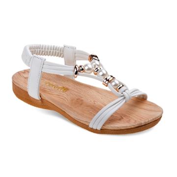 Petalia Beaded Girls' Sandals, Size: 13, White