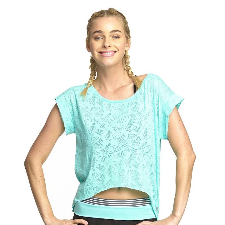 Women's Colosseum Caribbean Burnout Cropped Yoga Tee, Size: Xs, Dark Green