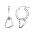 Journee Collection Sterling Silver Heart Hoop Earrings, Women's, Grey