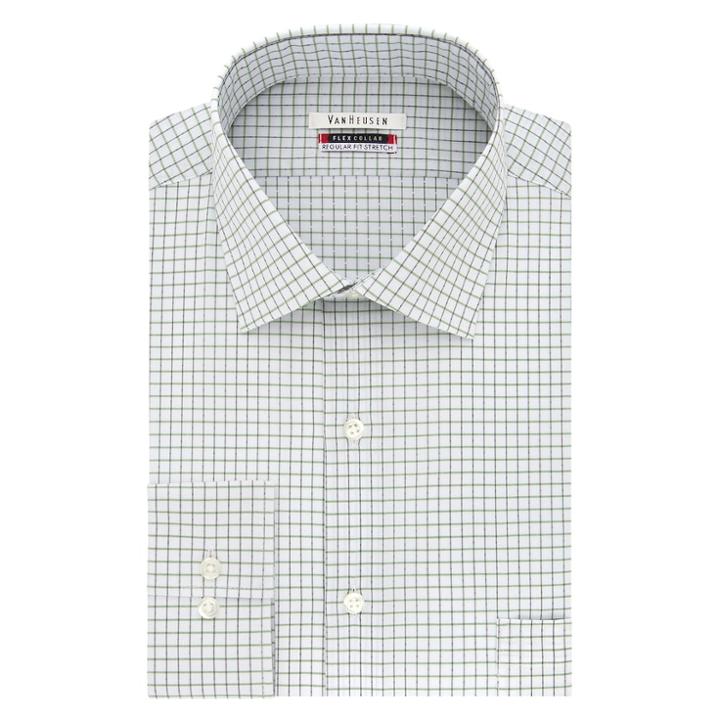 Big & Tall Van Heusen Flex Collar Spread-collar Dress Shirt, Men's, Size: 17 35/36t, Dark Green